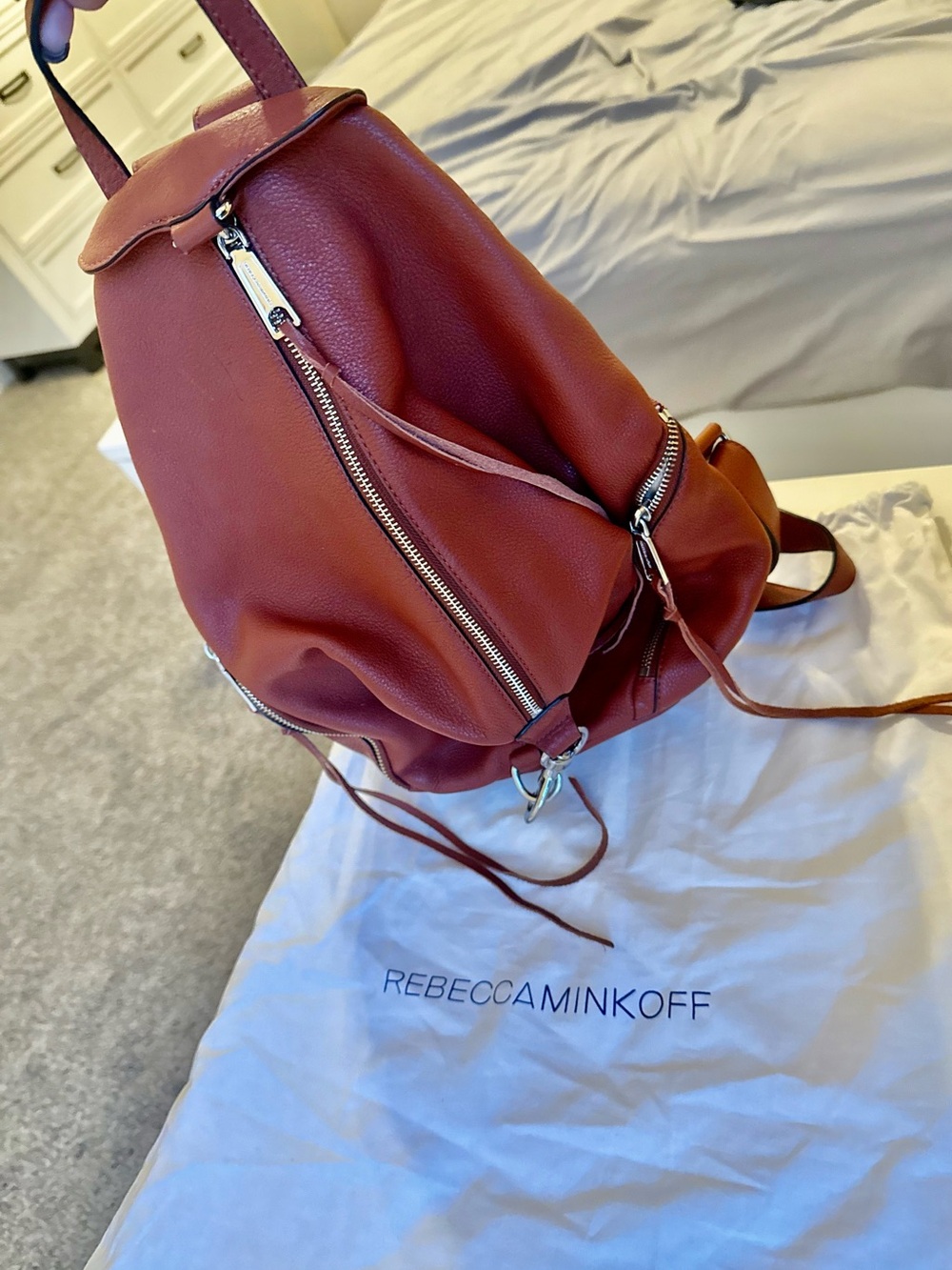 Rebecca Minkoff Terracota Leather Backpack with Silver Hardware